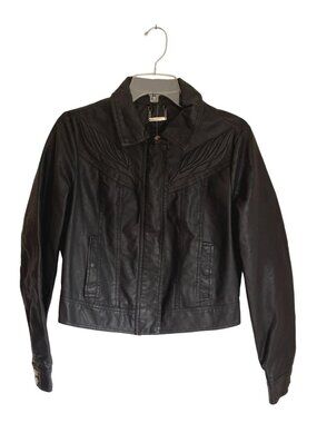 New JouJou Vegan Leather Motorcycle Cropped Jacket Size M